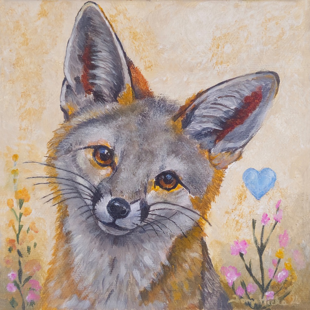 Desert Fox, an acrylic painting of a fox by Tonja Hicks