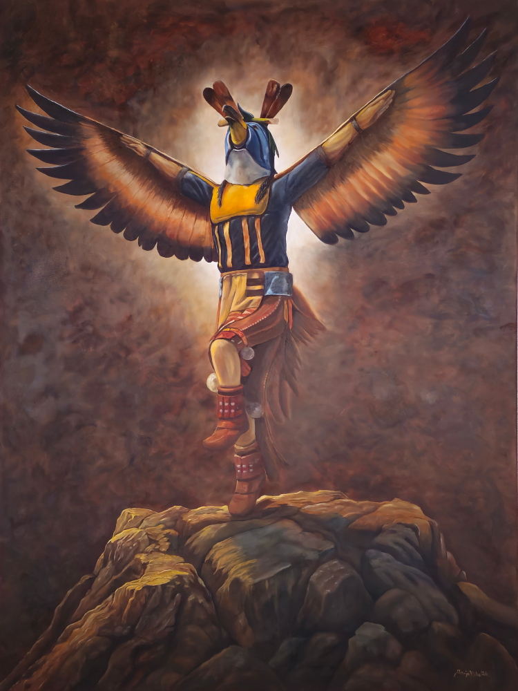 Eagle Dancer, a 36 by 48 inch Southwestern oil painting by Tonja Hicks