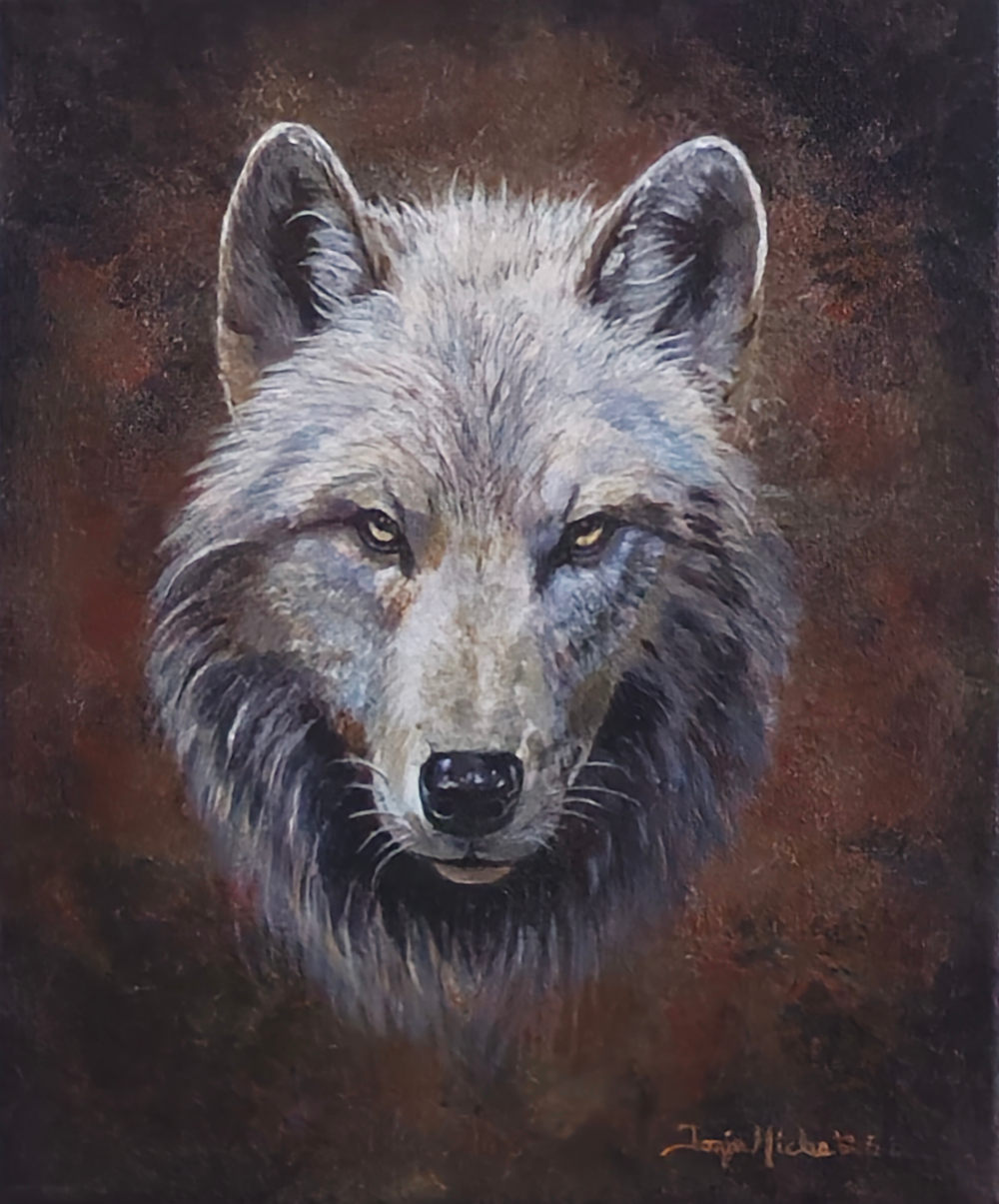 The Gathering Storm, an acrylic wolf painting by Tonja Hicks